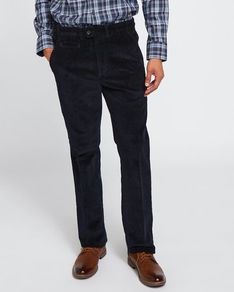 Mens Dark Navy Regular Fit Stretch Cords W38 L35