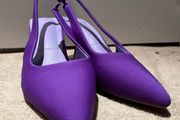 Point Toe Stiletto Heeled Slingback Pumps purple low heels size 7 UK / 40 EU