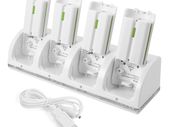 Nintendo Wii Remote Controller QUAD Charging Dock Charge Station with Batteries White