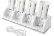 Nintendo Wii Remote Controller QUAD Charging Dock Charge Station with Batteries White