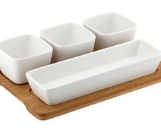 Ladelle Porcelain Serving Snack Bowls 5 Set White