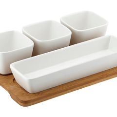 Ladelle Porcelain Serving Snack Bowls 5 Set White
