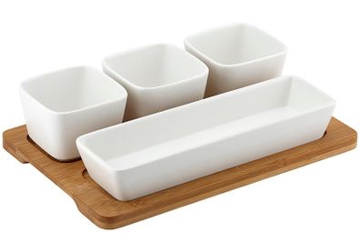 Ladelle Porcelain Serving Snack Bowls 5 Set White