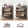Shoe Cabinet with 4 Doors, Storage Cabinet, Open Compartments, Adjustable Dividers, for Entrance, 12-20 Pairs, 98.3 x 30 x 95 cm, Rustic Brown and Black Image 5