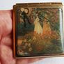 Vintage Art Deco 1930s, hand-painted, enameled compact mirror Image 3