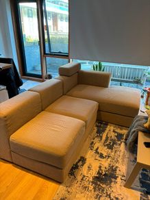 IKEA JATTEBO L Shaped Modular Sofa Beige Corduroy Excellent Condition