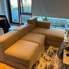 IKEA JATTEBO L Shaped Modular Sofa Beige Corduroy Excellent Condition