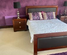 Harvey Norman bed frame and matching lockers