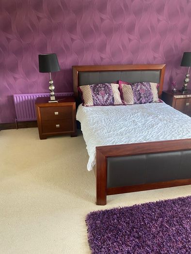 Harvey Norman bed frame and matching lockers