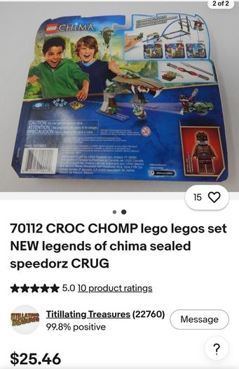 x2 Bundle - Lego Legends Of Chima Sets - 70111 & 70112 - With x2 Figures, x10 Trading Cards, x2 Power Up Speedors, Weapons, Instruction Manuel, Etc...