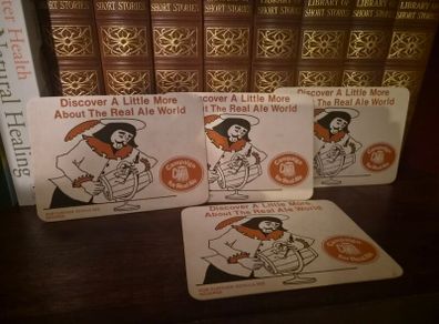 Rare 1970s CAMRA "Real Ale" Postcard Beer Mats - Matching Set of 4 (Pristine Deadstock)