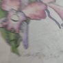 lovely framed water coulure still life of flower signed. Image 6
