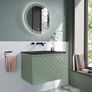 Ex Display Crosswater Vergo 700 Single Drawer Vanity Unit Sage Green with Midnight Black Glass Basin Image 5