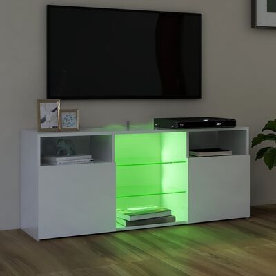 TV Cabinet with LED Lights High Gloss White 120x30x50 cm