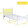 Single Bed Frame with Headboard & LED Lights,Heavy Duty Metal Platform Bed Frame with Charging Station,Mattress Base/Strong Steel Slats Support/Under-bed Storage/Easy Assembly for Adults White Image 4