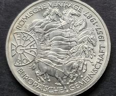 1987 Silver Germany 10 Deutsche Mark Treaty of Rome coin