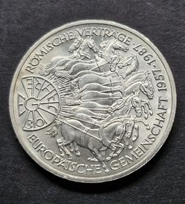 1987 Silver Germany 10 Deutsche Mark Treaty of Rome coin