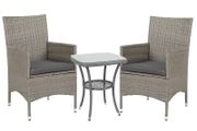 Garden Outdoor Rattan Furniture Bistro Set 3 PCs Patio Weave Companion Chair Table Set Conservatory, Light Grey
