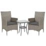 Garden Outdoor Rattan Furniture Bistro Set 3 PCs Patio Weave Companion Chair Table Set Conservatory, Light Grey (FREE SHIPPING) Image 2