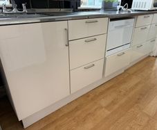 Kitchen cupboards worktop and drawers