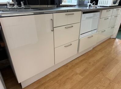 Kitchen cupboards worktop and drawers