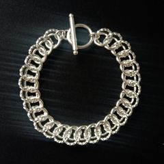 925 Sterling Silver T-bar Twisted Link Chain Bracelet 22g