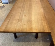 Large solid oak dining table  and benches (3m)