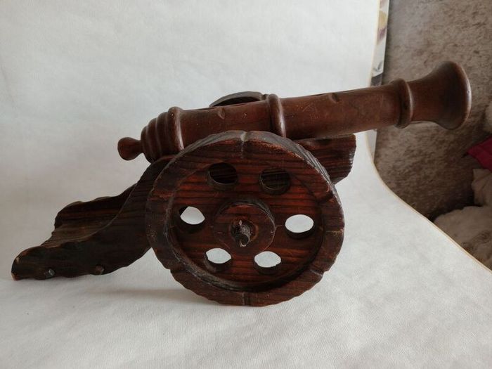 Vintage Carved Wood Cannon