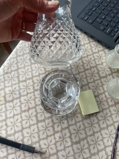 waterford crystal tea light holder with etching