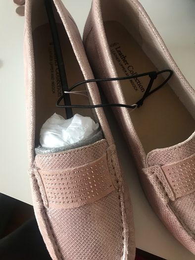 Pink leather loafers