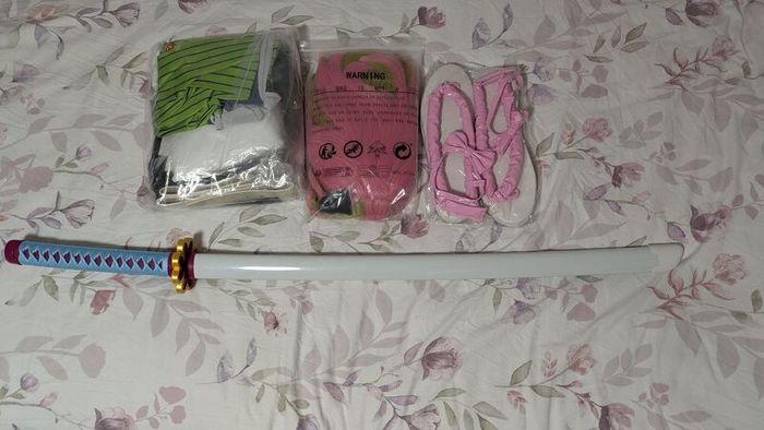 Kanroji Mitsuri Cosplay Clothes + Shoes + Sword XXL/43