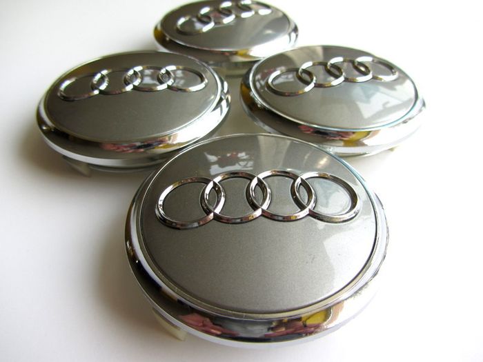 4x Audi 77mm 3D Silver Chrome  alloy wheel centre caps cap Hub Cover 77