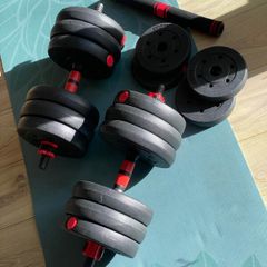 2 in 1 Dumbbell Set Adjustable Dumbbell & Barbell Spinlock Collars & Connection Tube