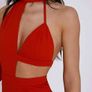 Tall Red Asymmetric High Neck Jumpsuit size 8 in the style Image 3