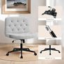 Mid-Back Cross-legged Desk Chair, Vanity Chair Dressing Table With Armless Seat for Home Office, Living Room, Bedroom(Grey) Image 5