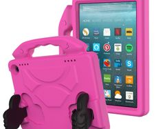 For Amazon Fire HD 8 2024 12th Gen Kids Case Shockproof Cover With Stand - Pink