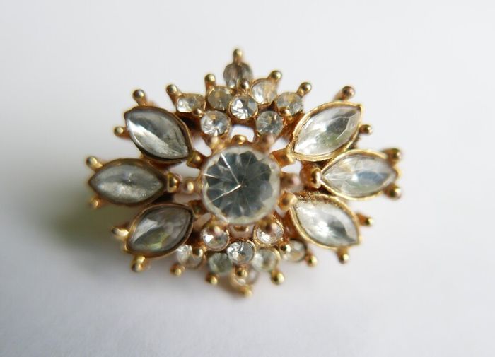 Vintage Crystal Snowflake Brooch