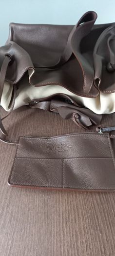 Weekend By MaxMara Falco Chocolate Brown Leather Tote with Pochette