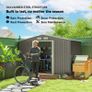 9 x 6FT Outdoor Garden Roofed Metal Storage Shed Tool Box with Foundation Ventilation & Doors Light, Grey Image 3