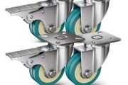 Castor Wheels with Brake Heavy Duty Swivel Wheels for Furniture 50mm + Screws 200KG