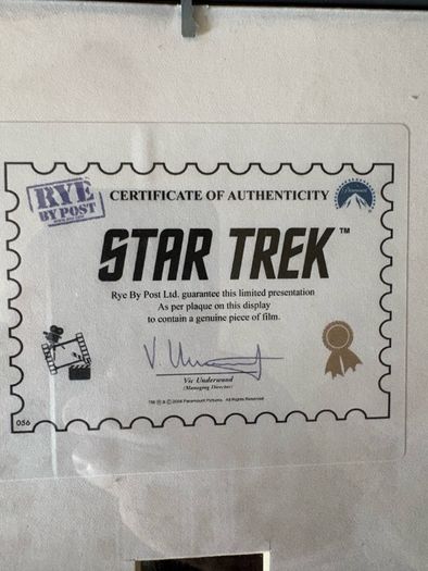 Limited edition Star Trek movie cell picture frame