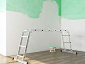 Multifunctional ladder 350 cm  ladder, multi-purpose ladder 3.5 m, step ladder, aluminium ladder, household ladder, up to 150 kg, 12 steps with 2 scaffolding plate