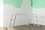 Multifunctional ladder 350 cm  ladder, multi-purpose ladder 3.5 m, step ladder, aluminium ladder, household ladder, up to 150 kg, 12 steps with 2 scaffolding plate