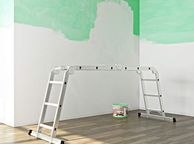 main image for ad Multifunctional ladder 350 cm  ladder, multi-purpose ladder 3.5 m, step ladder, aluminium ladder, household ladder, up to 150 kg, 12 steps with 2 scaffolding plate
