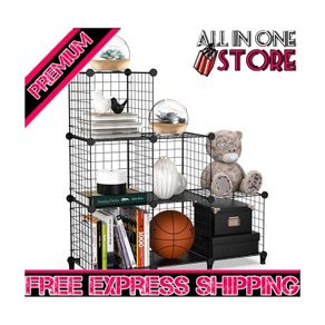 6 Cube Wire Storage Shelves, Multifunctional DIY Wire Fence Wardrobe Closet Cabinet Bookcase Bookshelf Perfect for Office/Livingroom/kitchen/Bathroom (FREE SHIPPING)