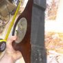 Beautiful Old Walnut Mantel Clock, stepped sunburst side supports Image 7