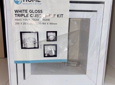 Set of 3 White Cube Shelves