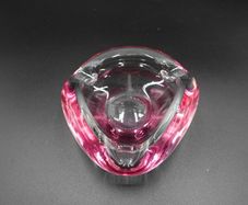 Murano Style Pink Glass Ashtray Handmade - Signed