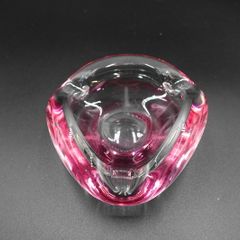 Murano Style Pink Glass Ashtray Handmade - Signed