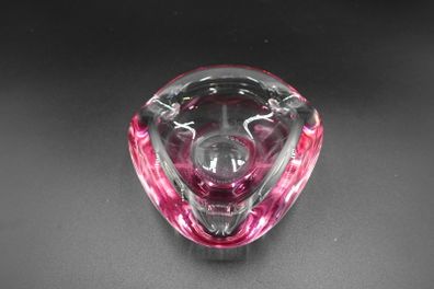 Murano Style Pink Glass Ashtray Handmade - Signed
